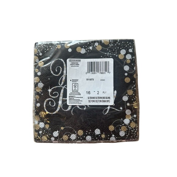 Lot of 9 Packages of Happy Birthday Luncheon Napkins 16 Count Each 2 Ply Black - Picture 2 of 2